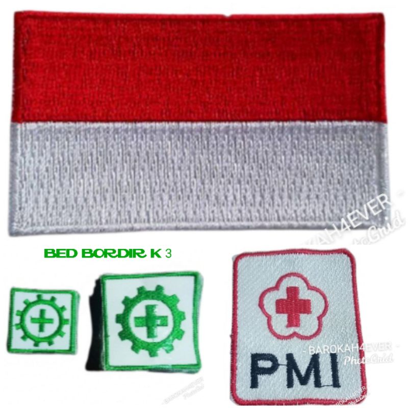 BED BORDIR Bendera Merah Putih K3 PMI