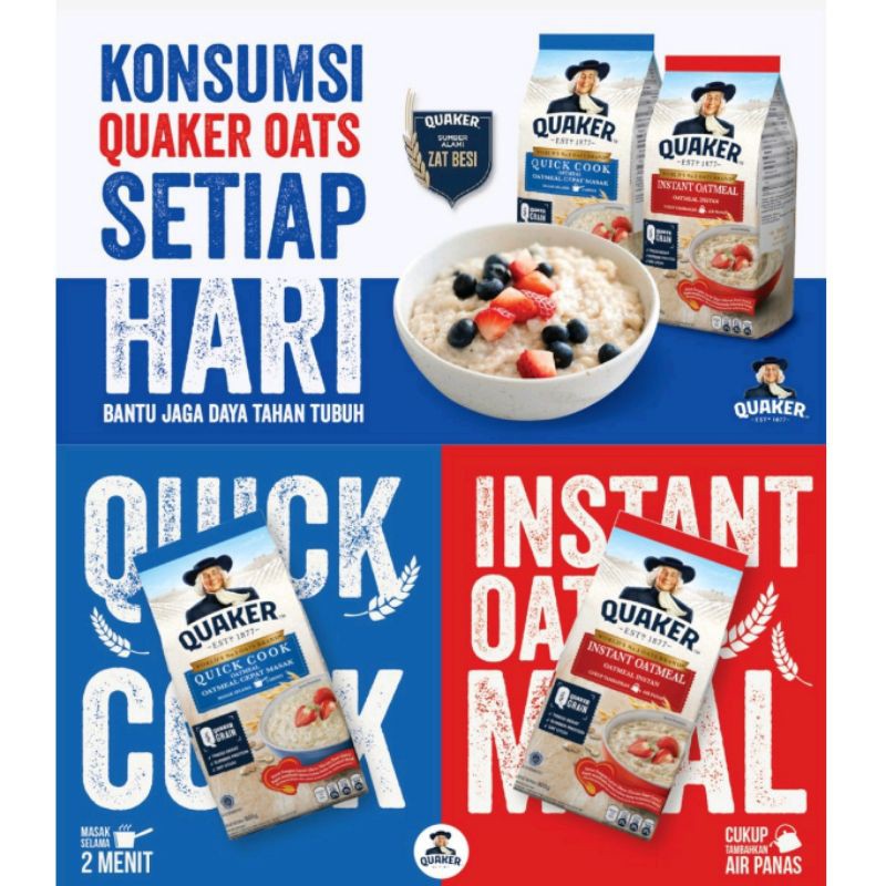 Quaker instant oatmeal 200gr dan  Quaker quick cook 200gr