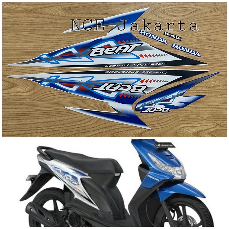 STIKER STRIPING MOTOR BEAT CARBU 2012 PUTIH BIRU