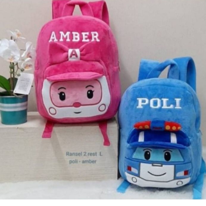 Ransel 2rest Poli Car Size L/Tas Karakter/Kado Tas Anak Sd TK/Tas Ransel Poli Amber Thomas Minion Rabbit/ransel pesawat