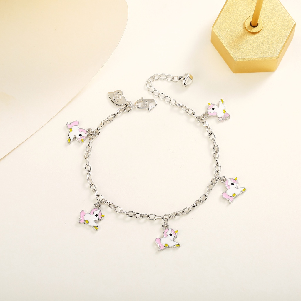 Y475 Gelang/gelang kaki unicorn Titaniun Anak-anak Titanium Premium Lapis 18K Anti Karat Untuk Anak-anak