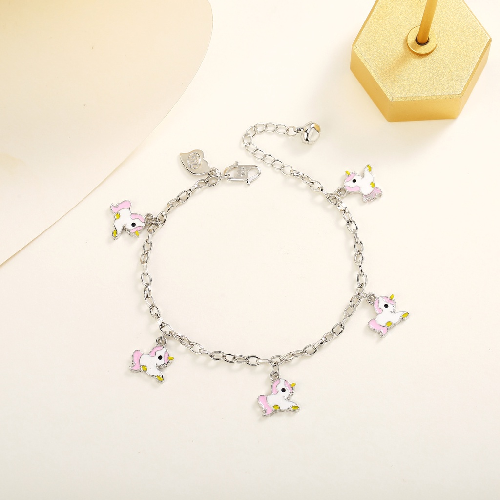 Y475 Gelang/gelang kaki unicorn Titaniun Anak-anak Titanium Premium Lapis 18K Anti Karat Untuk Anak-anak