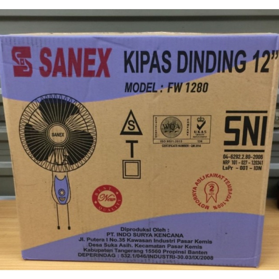 SANEX 12 inch Kipas Angin Dinding FW 1280/1280 N Warna Random