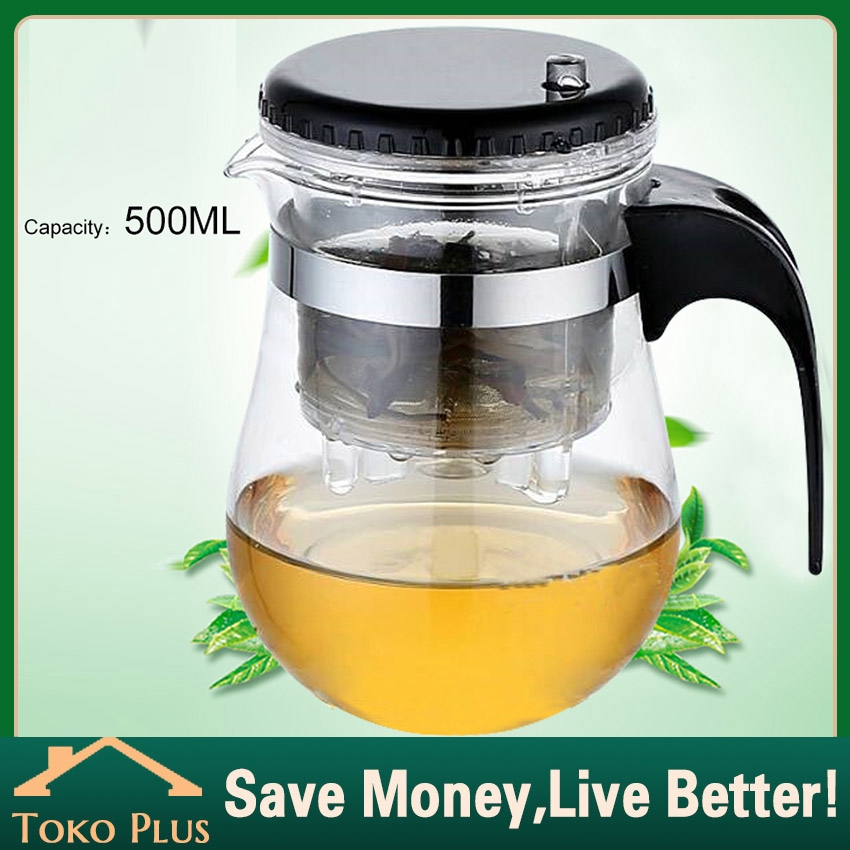 Multi-function Teapot Penyaring Teh Cangkir Teko Teh Kaca Dual Fungsi Infuser Kopi