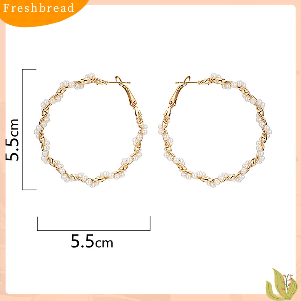 Terlaris Ear Studs Spiral Round Faux Pearl New Fashion Large Circle Hoop Earrings for Party