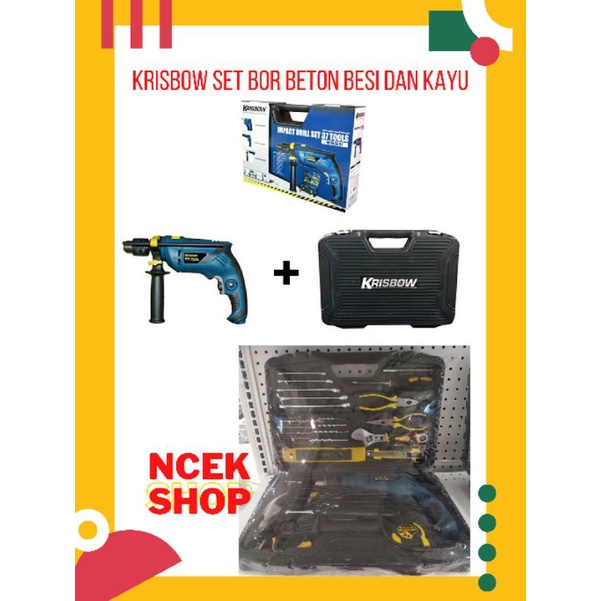 KRISBOW set bor listrik beton besi dan kayu 37pcs