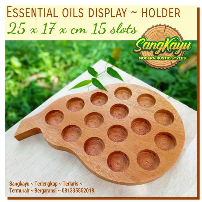 Rak oil kayu essential oil display 25x17 ~ 15 slot pumpkin style