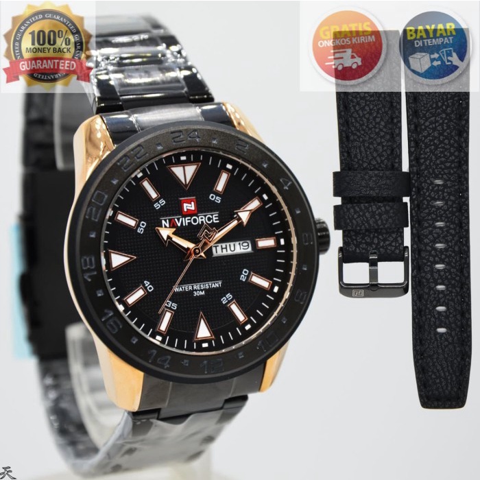 COD JAM NAVIFORCE NF9109 RANTAI PAKET KULIT ORI ANTI AIR BLACK ROSEGOLD KADO TERBARU