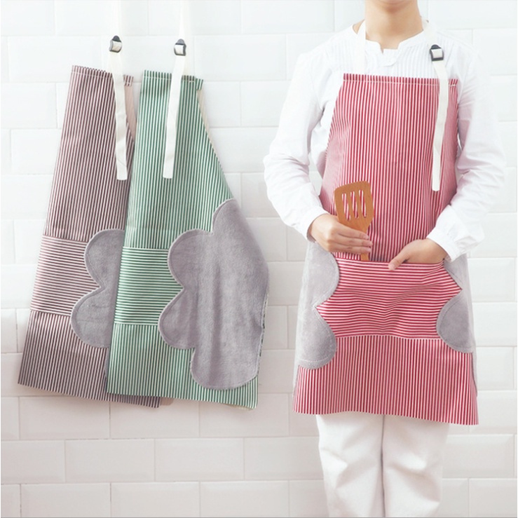 Celemek  Dapur Anti Air   Minyak bisa  Lap Tangan Bahan PREMIUM   / Celemek Anti Minyak Air  / Apron Masak Anti Minyak /Celemek Salur / Celemek Masak Lap  Celemek Masak Dapur Oxford Cloth Apron Masak Tahan Air &amp; Minyak BAHAN TEBAL - Motif Garis