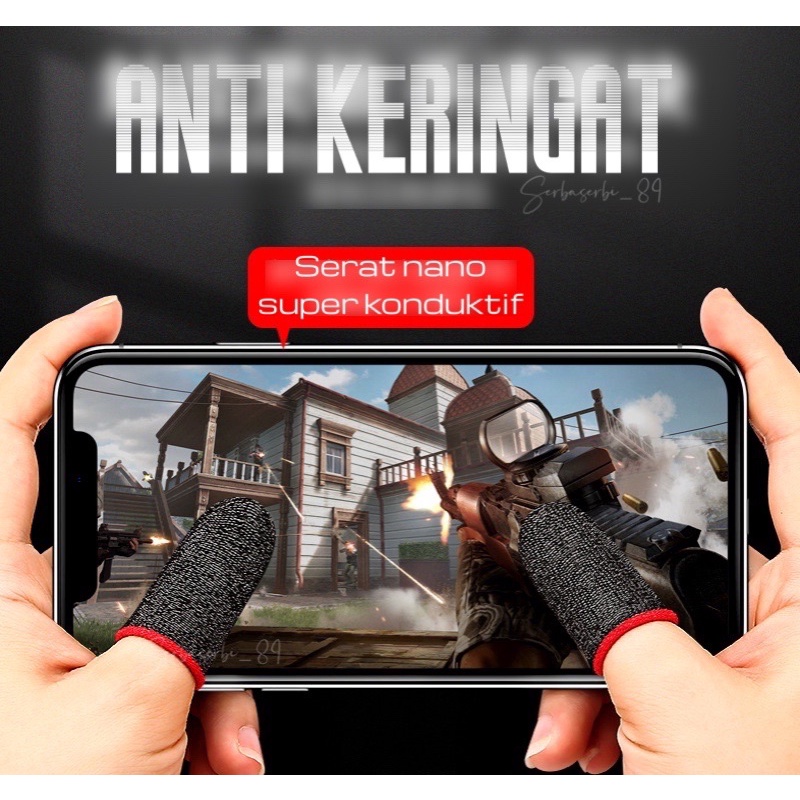 Best seller sarung jempol jari isi 2pcs anti keringat for Game ML Pubg mobile legend gaming finger cots free fire anti keringat sepasang sarung jari fingerprint sleeve flydigi CODM sarung game