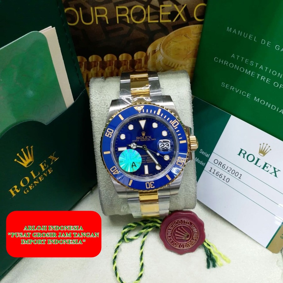 New Arrival Jam Pria Rolex Submariner Two Tone Swiss Garansi 1th