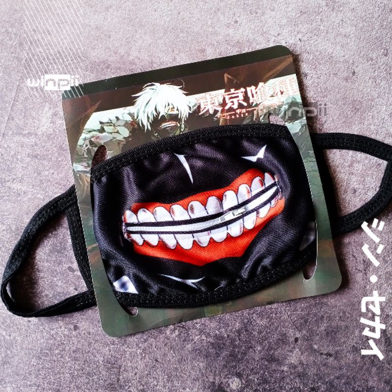 [Bisa COD] Masker Kaneki Zipper (Resleting) Impor Bahan Katun Cosplay/Topeng Tokyo Ghoul