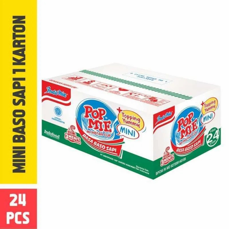 POP MIE KUAH RASA BASO BEEF NOODLE SOUP POPMIE 75GR DUS ISI 24PCS