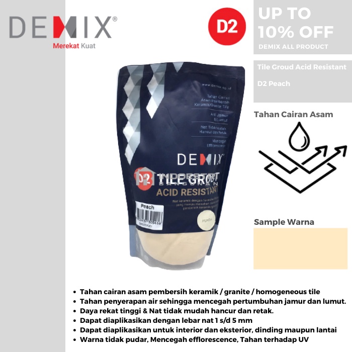 Semen Nat Keramik Demix D2 Peach / Oker Keramik (Tahan Cairan Asam)