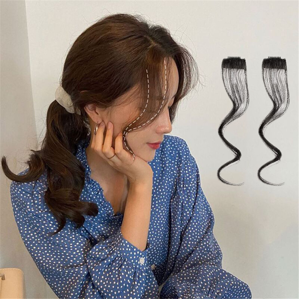 1 Pasang Wig Poni Rambut Model Naga Whisk Influencer Sisi Ganda