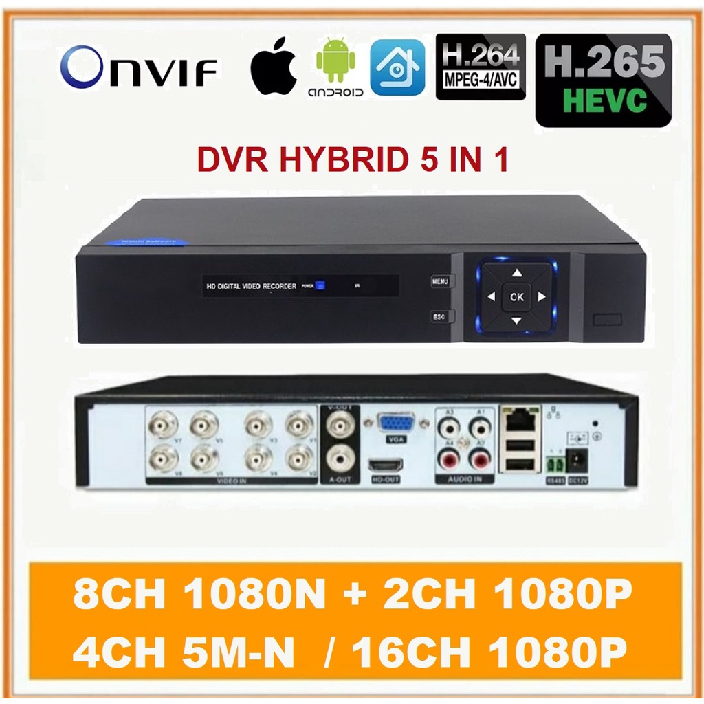 DVR 8CH Hybrid 5 in 1 XMEYE. H265. AHD. CVI. TVI.  ANALOG. IP CAMERA