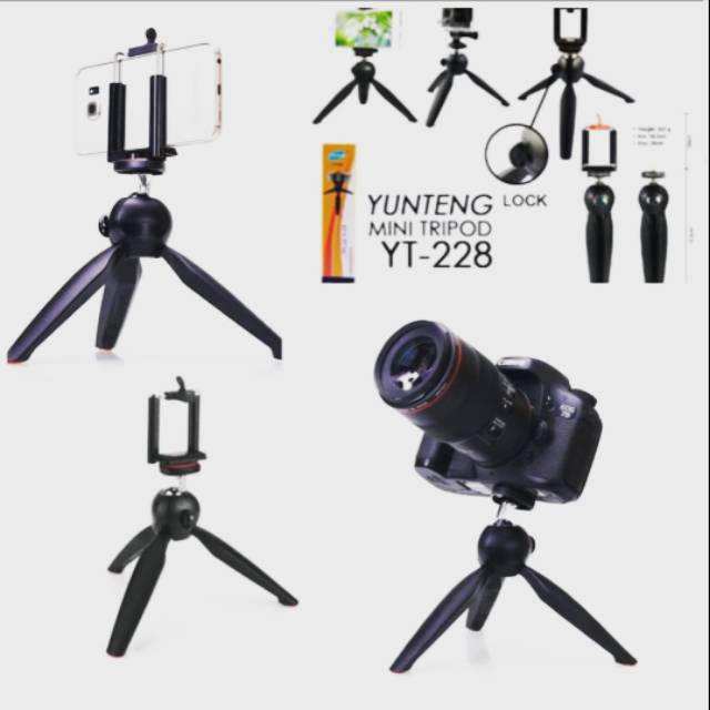 Mini Tripod YUNTENG YT-228 / Camera Digital / Phone Universal Holder