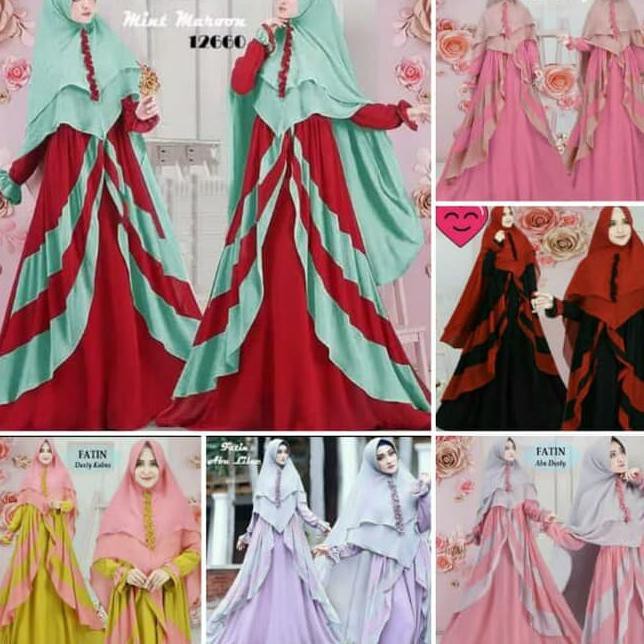 GAMIS JUMBO SET SYARI LD 120 SAMPAI 140 CM KLOK UMBRELLA PLUS KHIMAR TRENDY