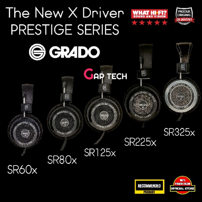 GRADO The New X Driver Prestige Series SR60x / SR80x / SR125x / SR225x / SR325x Wired Open Back Head