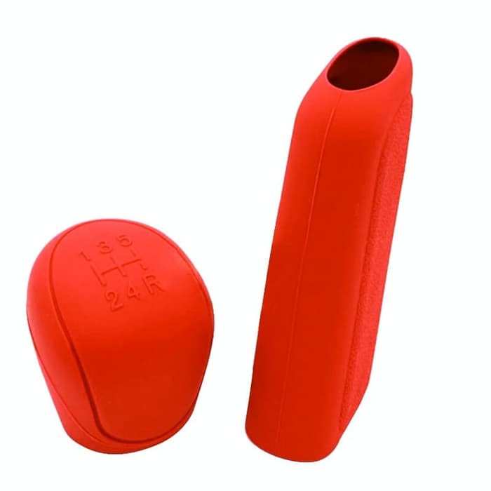 Merah Red Cover Sarung Karet Silicone Knob Hand Rem Mobil Gigi Manual