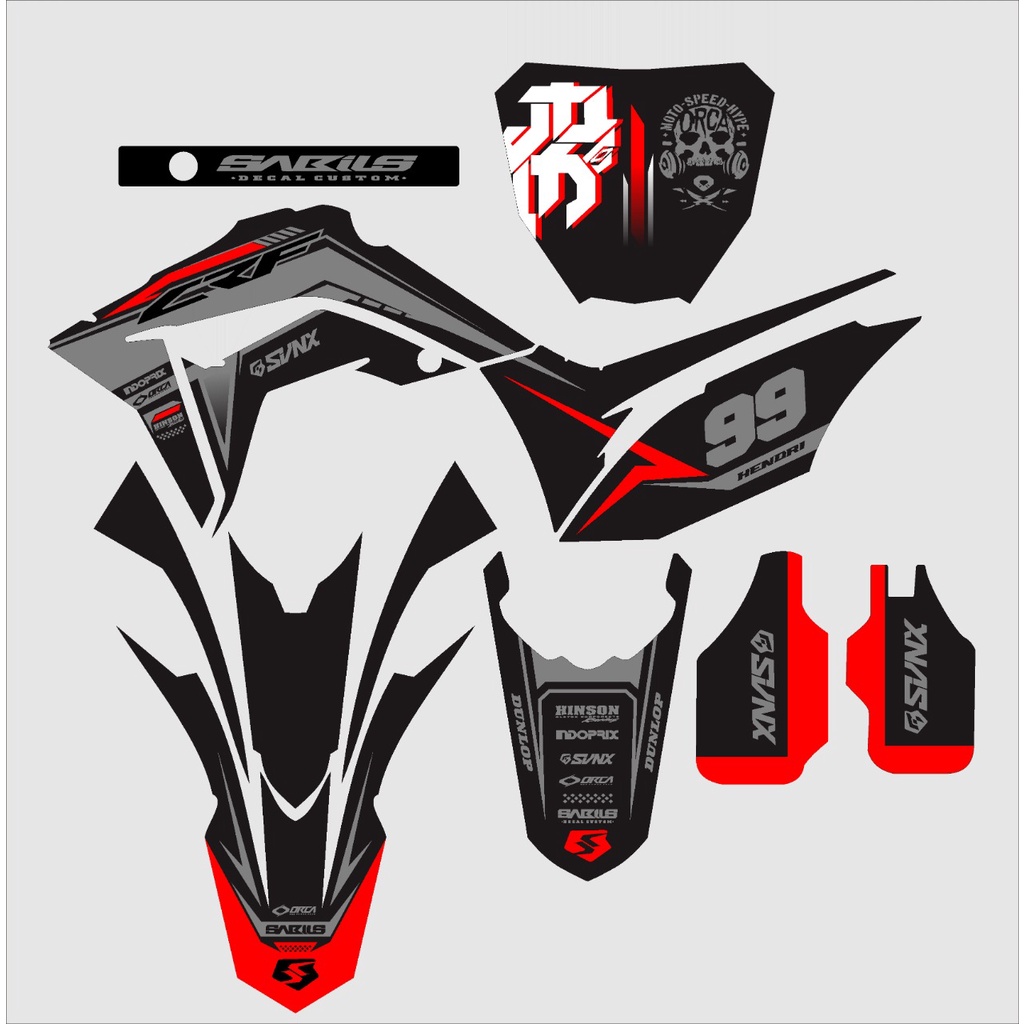DECAL CRF HITAM MERAH