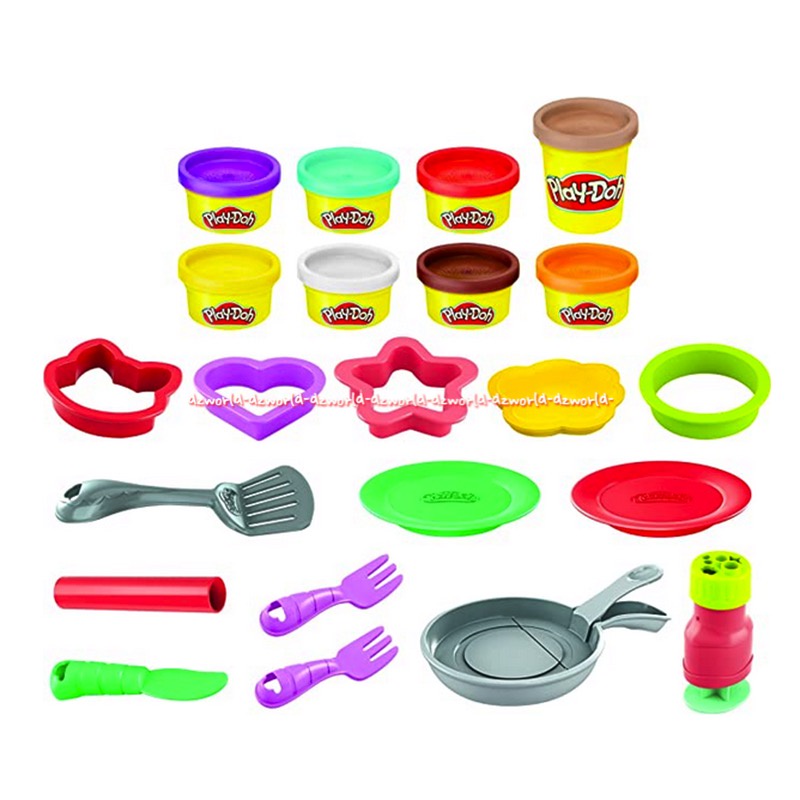 Play-doh Kitchen Creations Flip and Pancake Playset Mainan Lilin Playdoh Membuat Waffle Wafel Dengan Cetakan