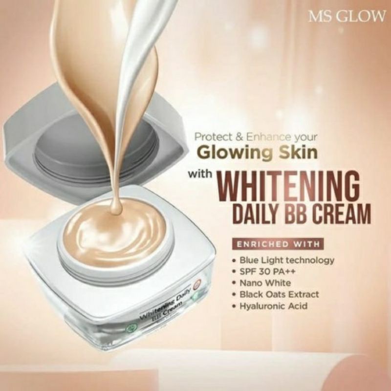 WHITENING DAILY BB CREAM MS GLOW ORIGINAL - DAILY BB CREAM BB CREAM MS BB CREAM GLOW ALAS BEDAK CUSH