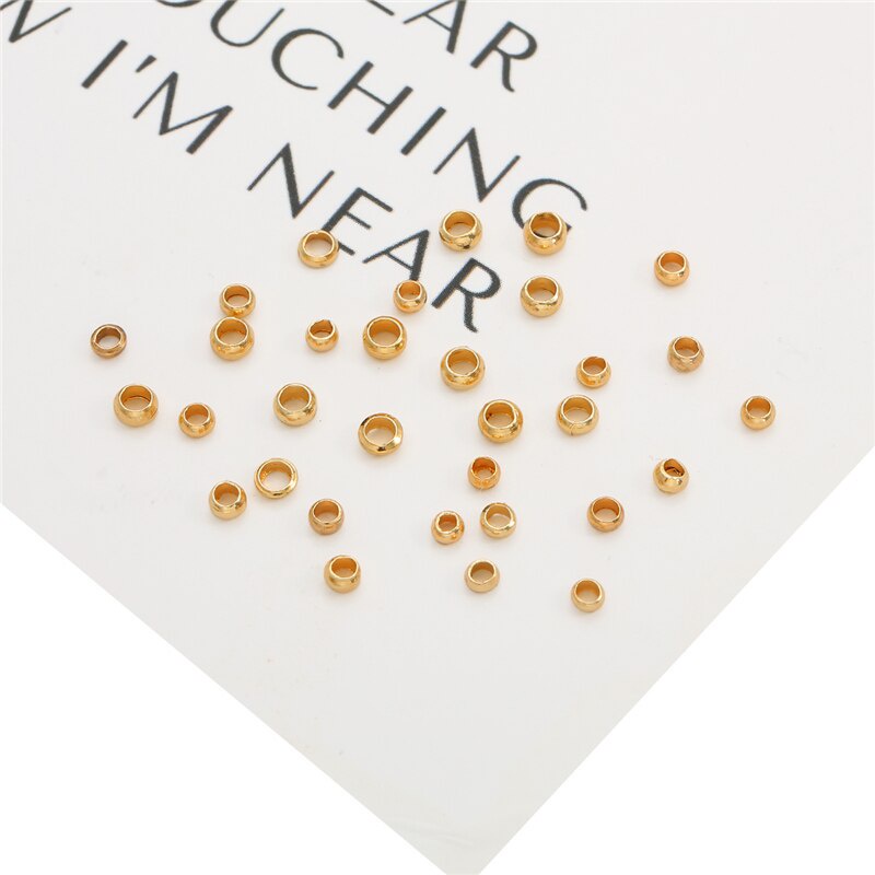 18K Gold Plated 100Pcs 2.5mm 3mm Copper Ball Crimp End Stopper Spacer Beads for DIY Necklace Bracelet Jewelry Findings Making