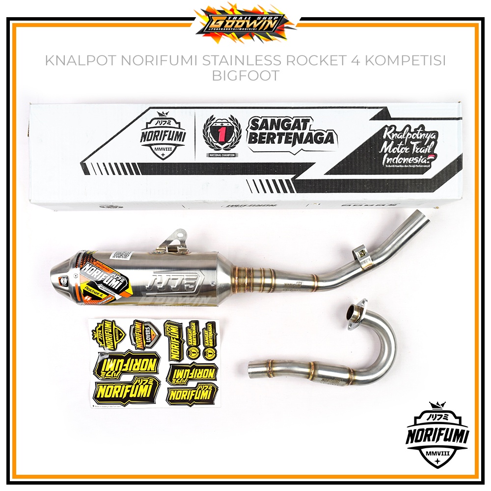 Knalpot NORIFUMI ROCKET 4 TITANIUM KOMPETISI BORE UP SE KLX 150 BF DT / KLX 140 BUILT UP CRF 150 L WR 155 R Stainless ORIGINAL