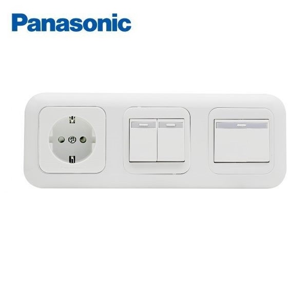 Panasonic Stop Kontak + Saklar Double + Saklar Single 3G  Wide Series