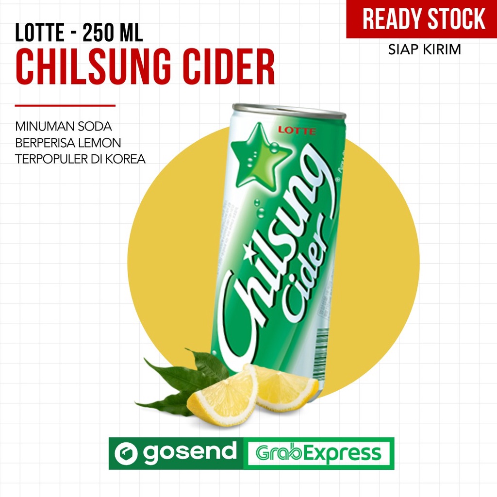 [ TERMURAH ] LOTTE CHILSUNG CIDER / MINUMAN SODA BERPERISA 250 ML - MADE IN KOREA