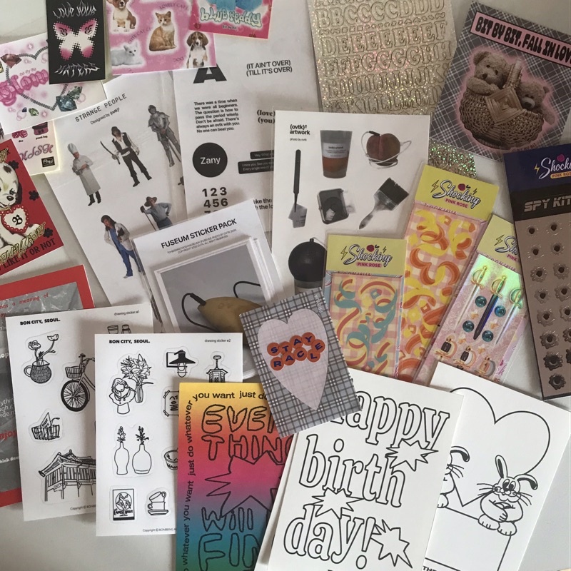 

sticker postcard korea journaling deco polco ovtk bitbybit shocking pink rose thence bonbeing korean handinglove
