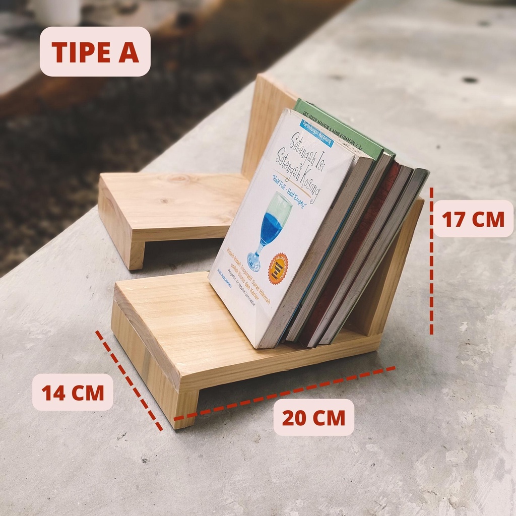 Penyangga Buku Kayu/Book Stand/Book Holder/Stand Buku/Rak Buku Holder