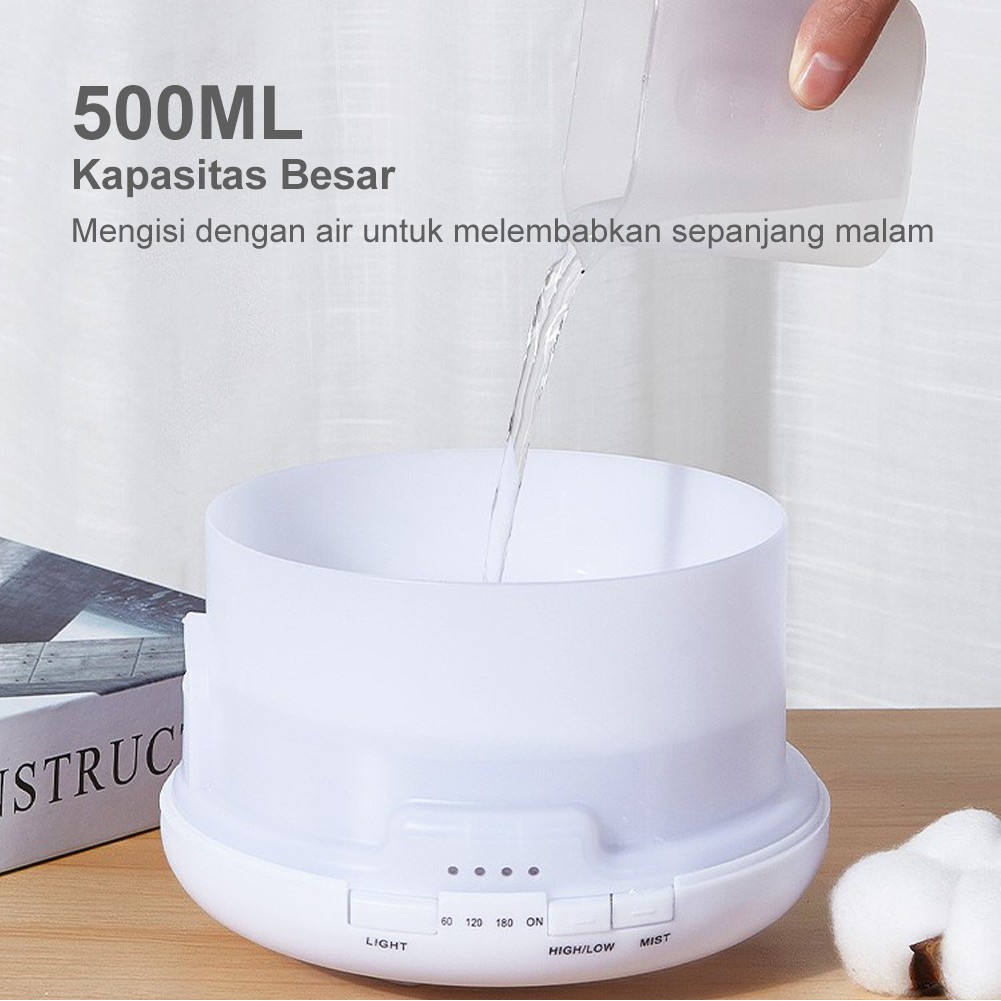 [ASLI 100%] [Stok Tersedia] Ultrasonic aromaterapi Diffuser humidifier 500ml Air Purifier 500mlpelembabAir Moisturizer