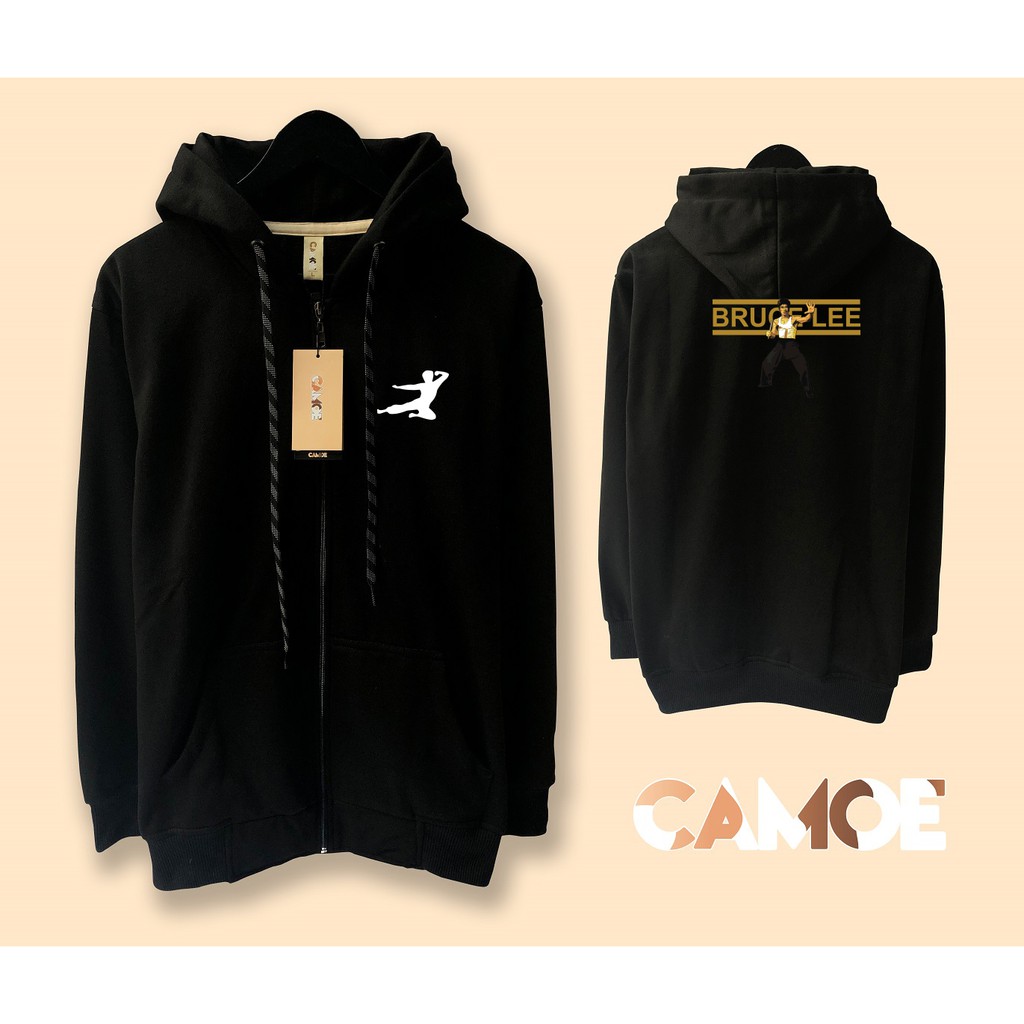 jaket hoodie zipper premium desain  bruce lee legend