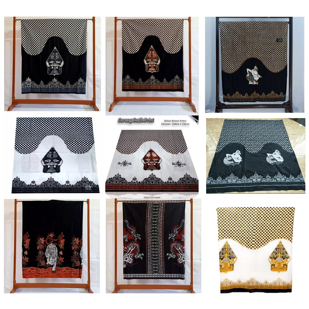 Sarung Tenun Dewasa Batik Wayang / Sarung Gunungan Wayang / Sarung Semar Gunungan / Sarung Hitam