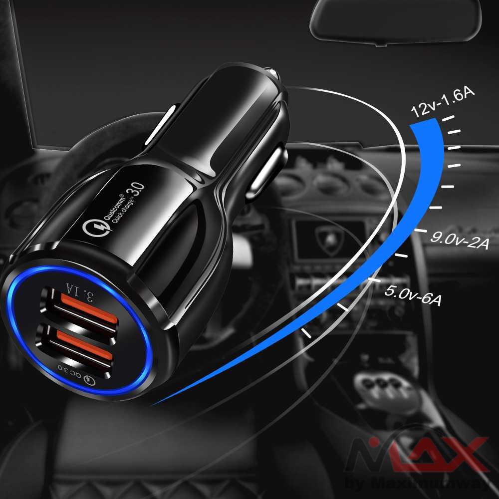 Car Charger Dual USB Port 3.1A QC3.0 charger mobil smartphone HP android cager mobil