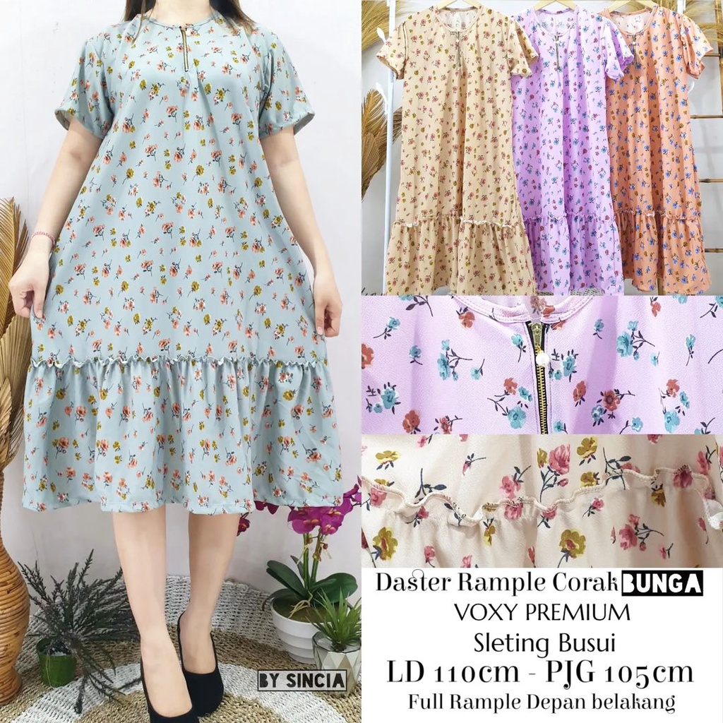 Daster busui rempel motif bunga bahan voxy premium merk sincia