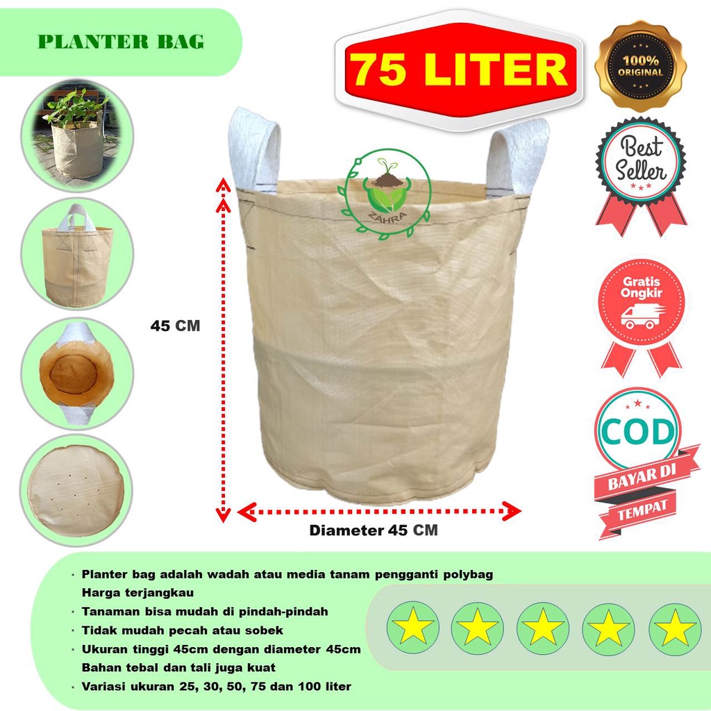 PLANTER BAG POT TANAMAN POT BIBIT POT BUNGA 75L