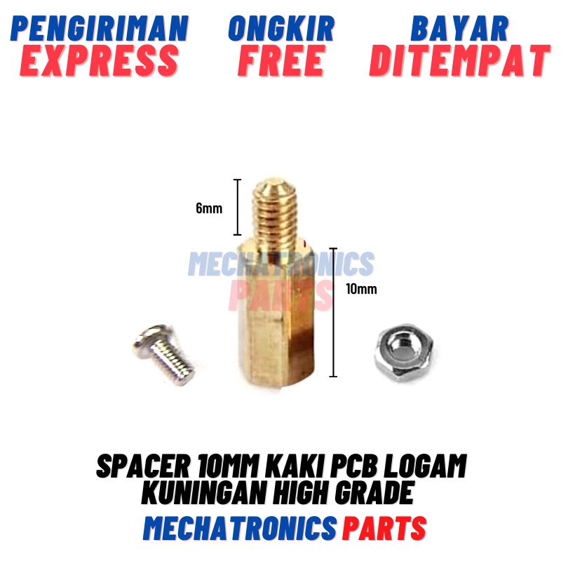 [DEV-9032] SPEACER 10MM 1CM KAKI PCB LOGAM KUNINGAN HIGH GRADE 10MM 1CM + BAUT + MUR