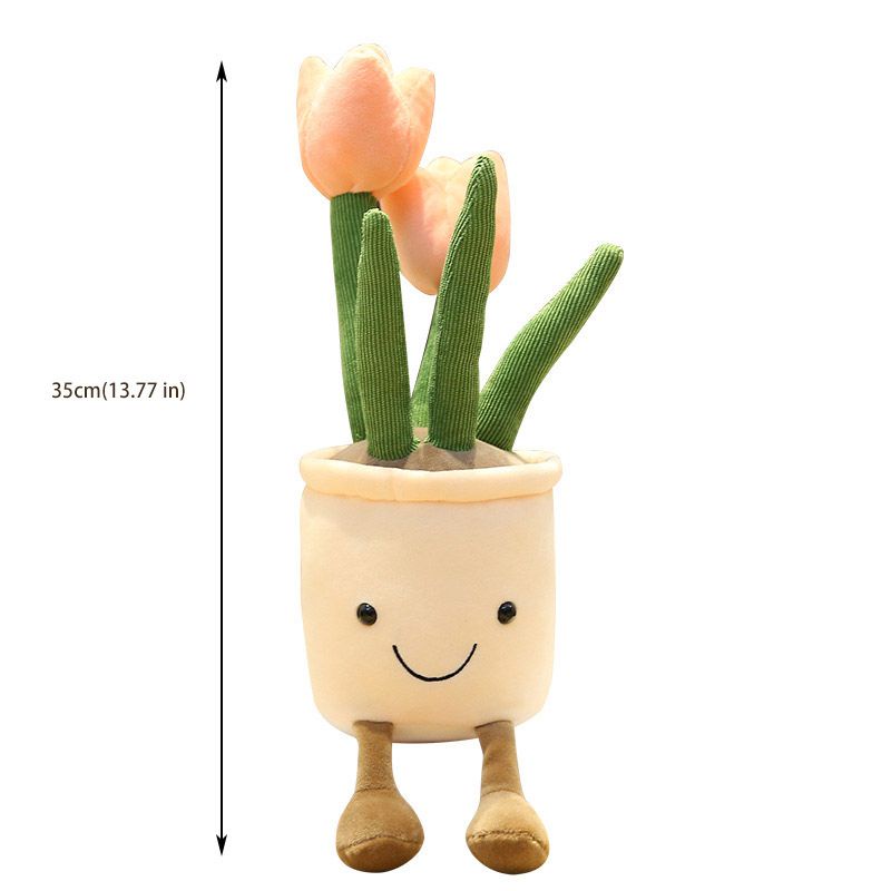 35cm Mainan Lifelike Tulip Plower Pot Boneka Plush Stuffed Toys Soft Bookshelf Decor Doll Kids Gift