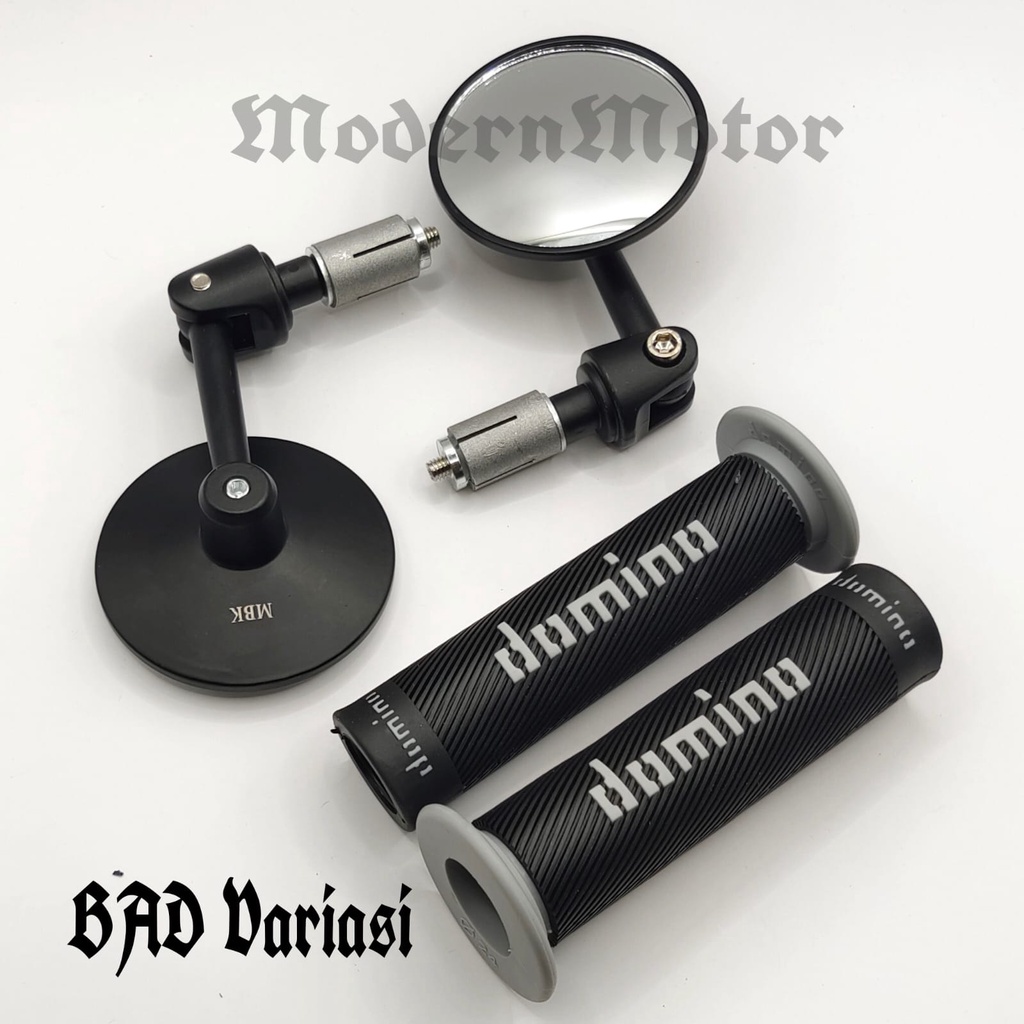 Spion Jalu Cembung plus Handgrip Domino Bulu 1 paket 2 item Universal all Motor