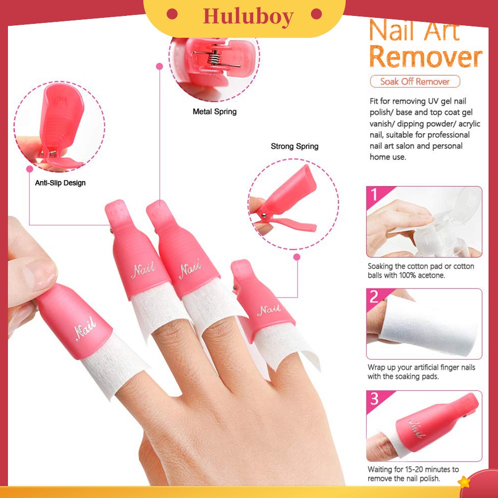 Huluboy Huluboy♡ Set Klip + Brush + Pad + Pendorong Kutikula Untuk Manicure