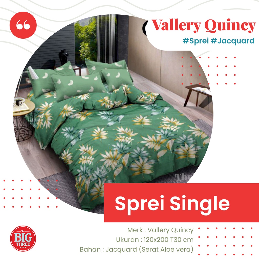 QUINCY VALLERY Sprei 120x200 Tinggi 30 motif ASTHER ARCHIE AQUATIC BRUNO CARINA DELPHI LISA AURA ELISA RIANA  DIAMOND - Single Size 120 SP