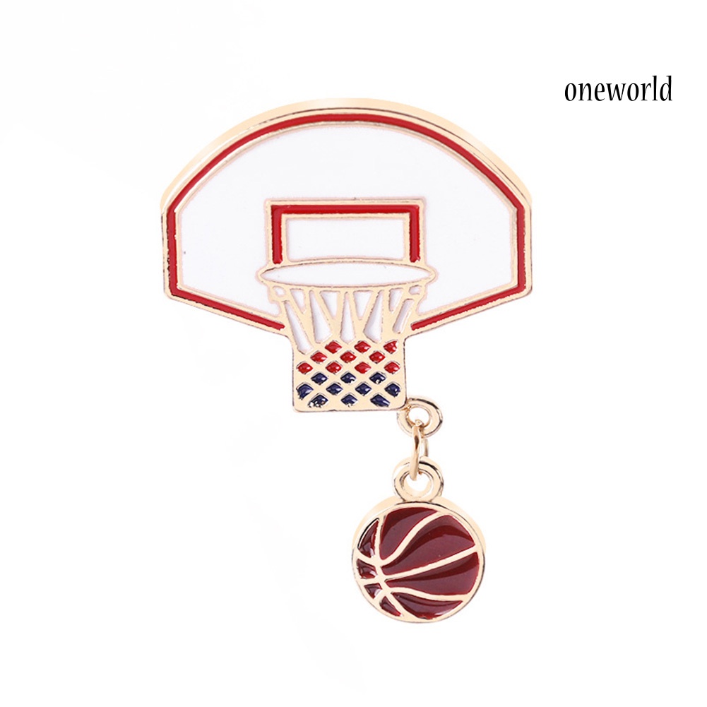 OW@ Fashion Basketball Ball Alloy Brooch Pin Scarf Clothes Badge Decor Jewelry