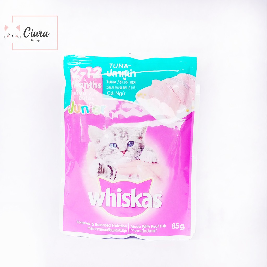 WHISKAS POUCH JUNIOR / 2 - 12 BULAN / RASA TUNA / 85 GR