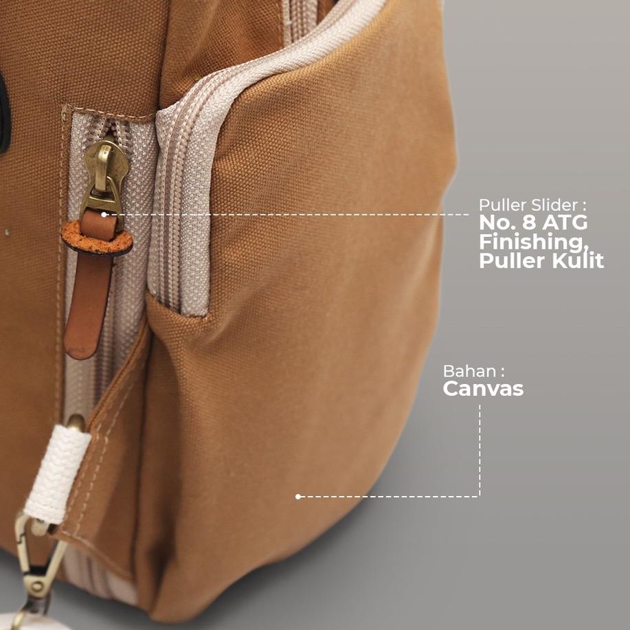 285⛤ Tas Ransel Wanita Mini Backpack Bahan Kanvas - Virgil Mokamula ❃