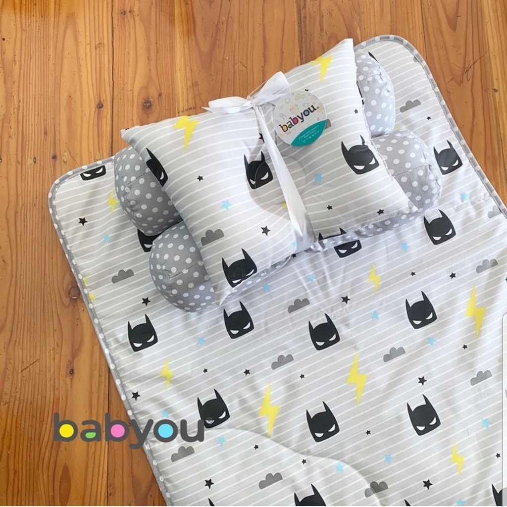 Set matras perlak alas tidur bayi bantal peang guling kado 