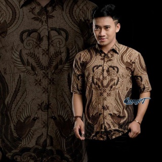 kemeja batik pria lengan pendek baju batik pria batik kantor seragam kerja ukuran reguler m.l.xl