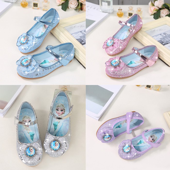 [Brandedbaby] 22-36 SEPATUANAK IMPORT FLAT PREMIUM/SEPATU PESTA ANAK PEREMPUAN FLAT SHOES ELSA GLITTER BIRU/PINK/SILVER